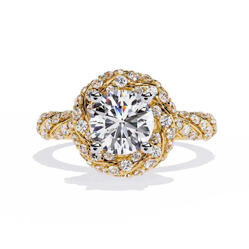 Women’s Halo Engagement Ring – Sterling Silver 925 with CZ Stones (US 7)