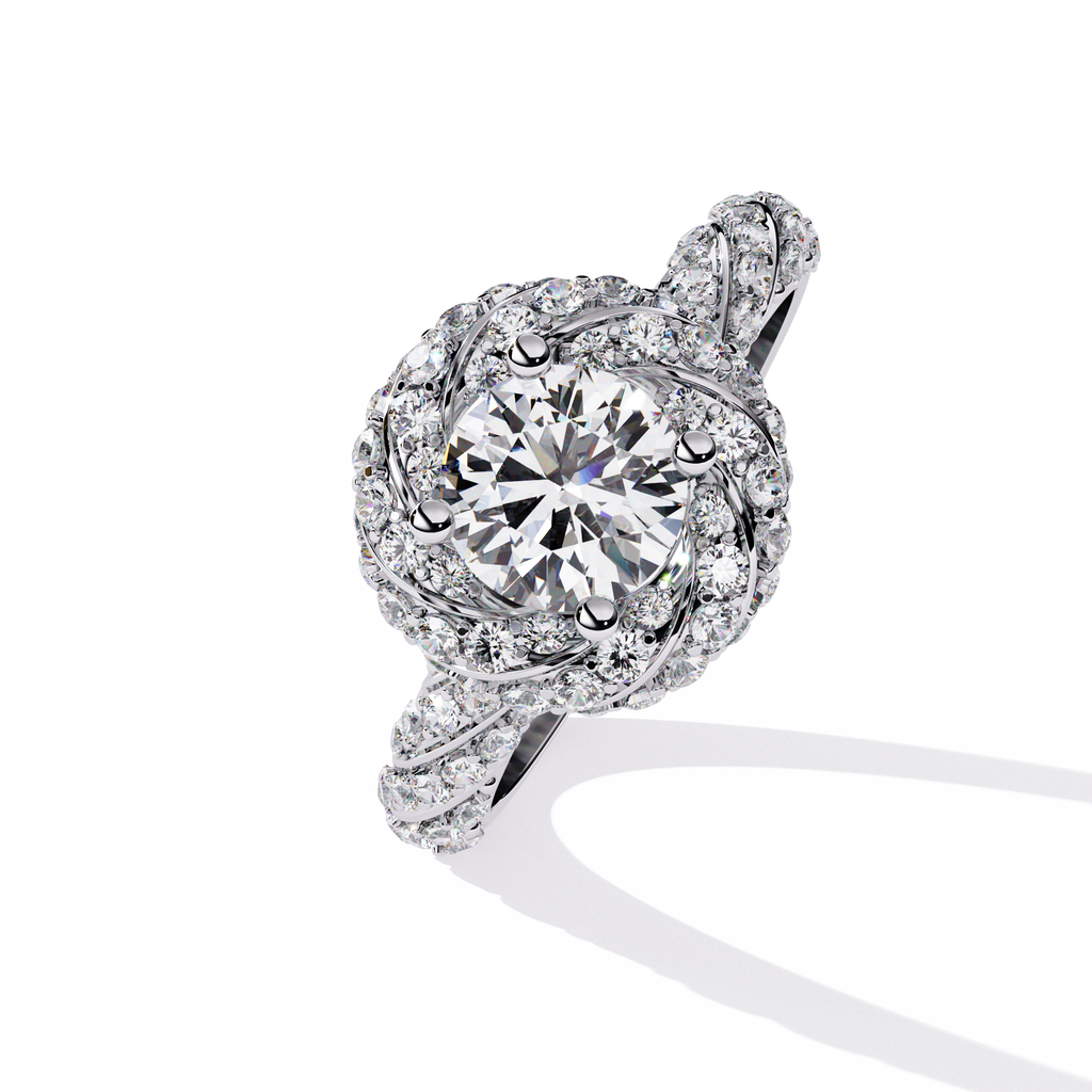 Women’s Halo Engagement Ring – Sterling Silver 925 with CZ Stones (US 7)