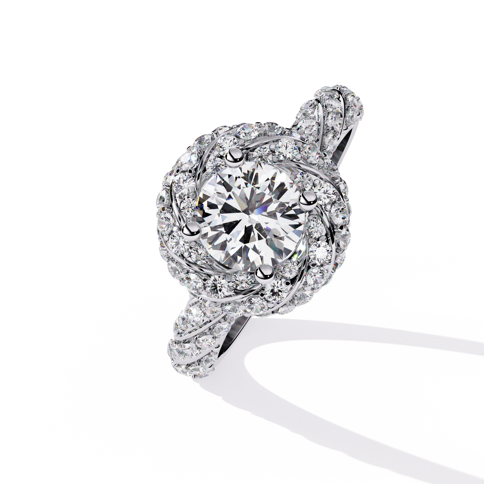 Women’s Halo Engagement Ring – Sterling Silver 925 with CZ Stones (US 7)