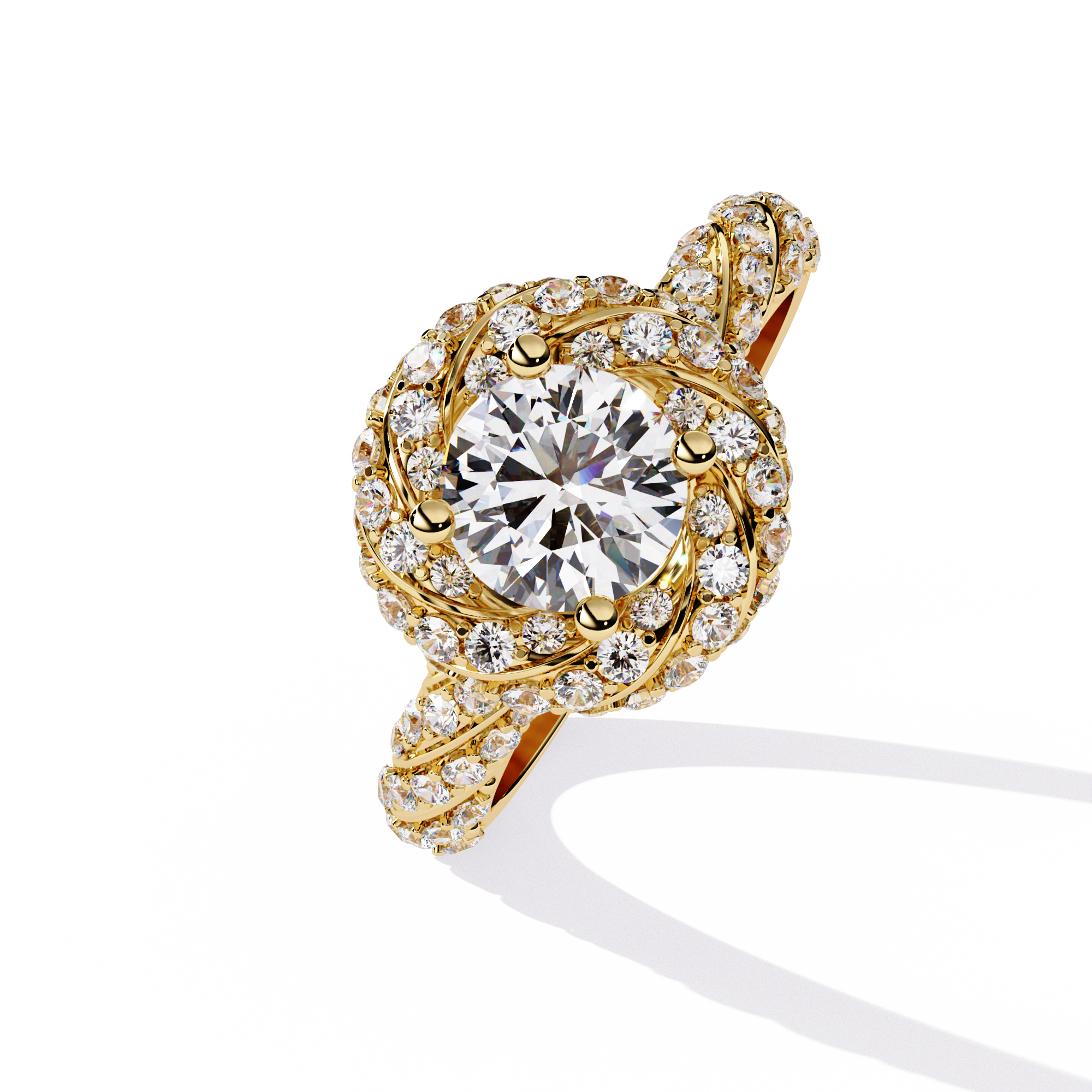 Women’s Halo Engagement Ring – Sterling Silver 925 with CZ Stones (US 7)
