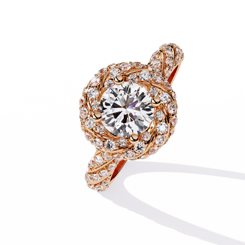 Women’s Halo Engagement Ring – Sterling Silver 925 with CZ Stones (US 7)