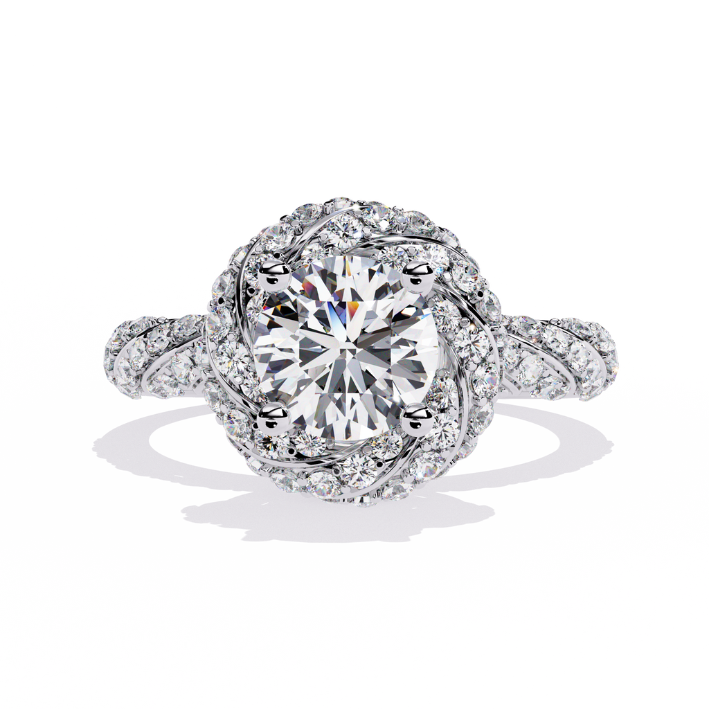 Women’s Halo Engagement Ring – Sterling Silver 925 with CZ Stones (US 7)