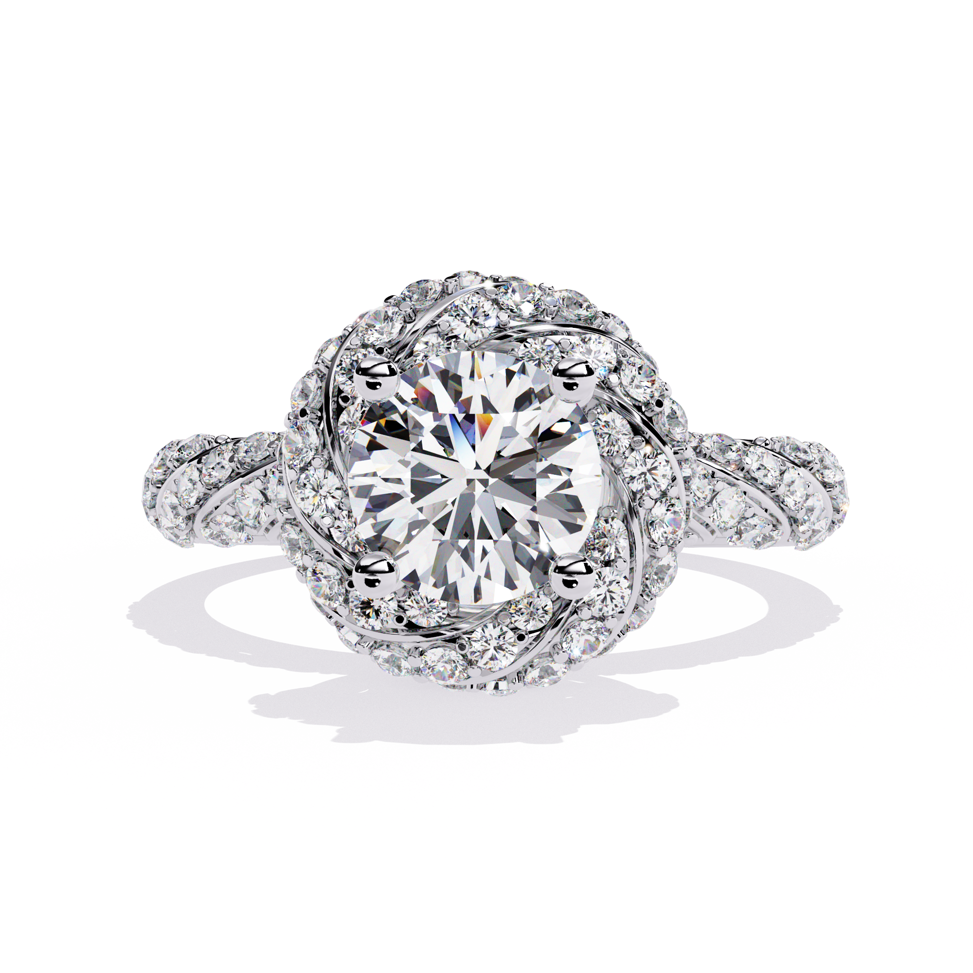 Women’s Halo Engagement Ring – Sterling Silver 925 with CZ Stones (US 7)