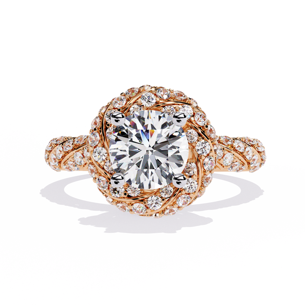 Women’s Halo Engagement Ring – Sterling Silver 925 with CZ Stones (US 7)