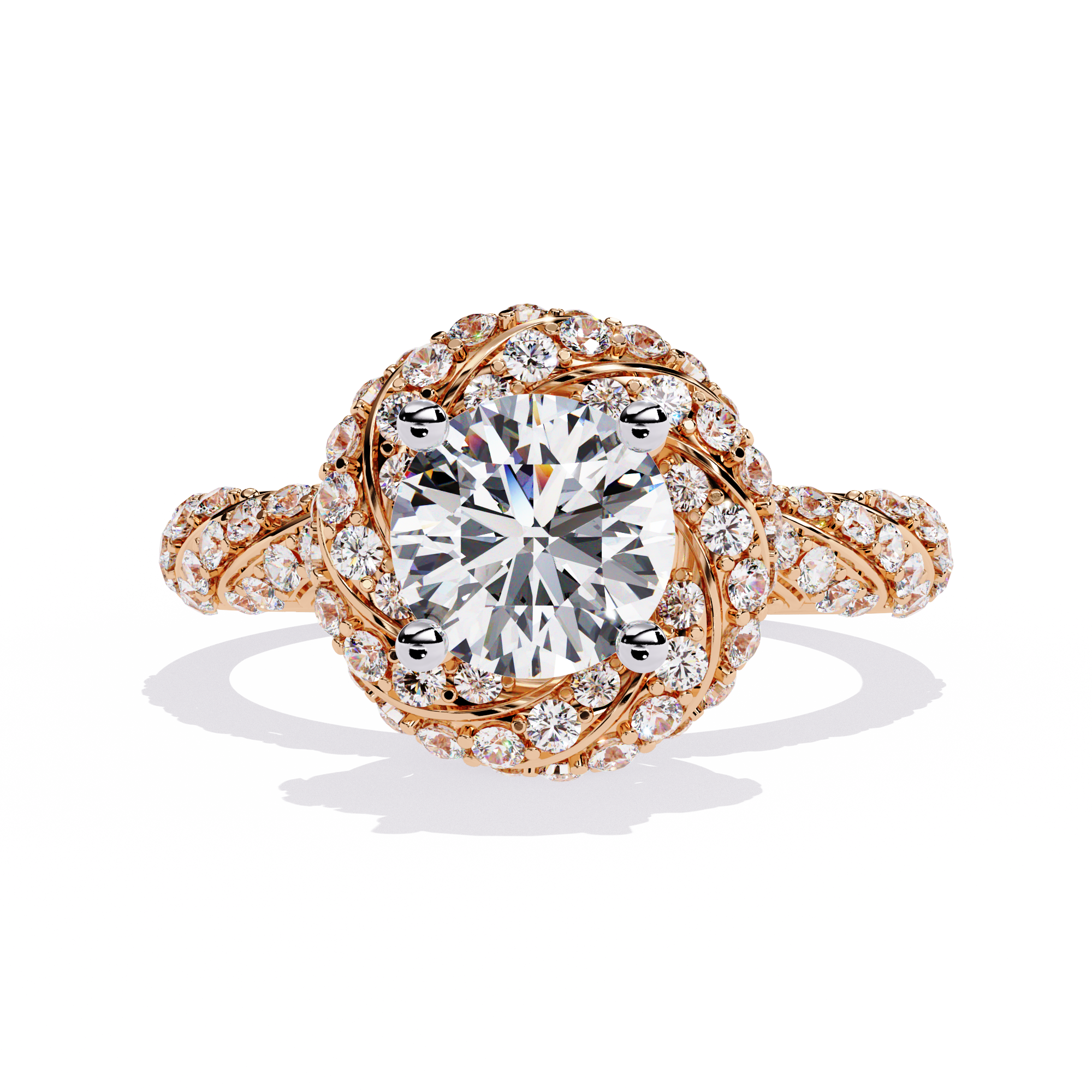 Women’s Halo Engagement Ring – Sterling Silver 925 with CZ Stones (US 7)