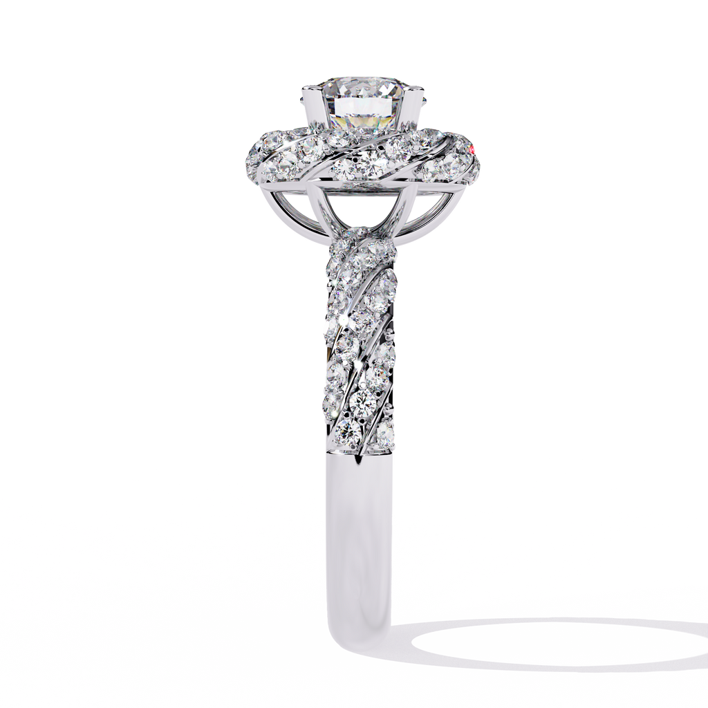 Women’s Halo Engagement Ring – Sterling Silver 925 with CZ Stones (US 7)