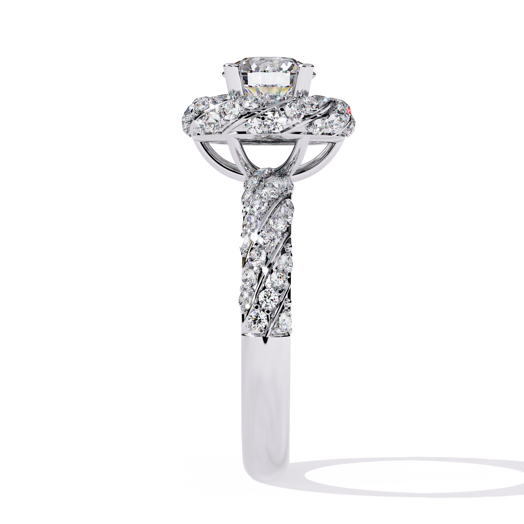 Women’s Halo Engagement Ring – Sterling Silver 925 with CZ Stones (US 7)