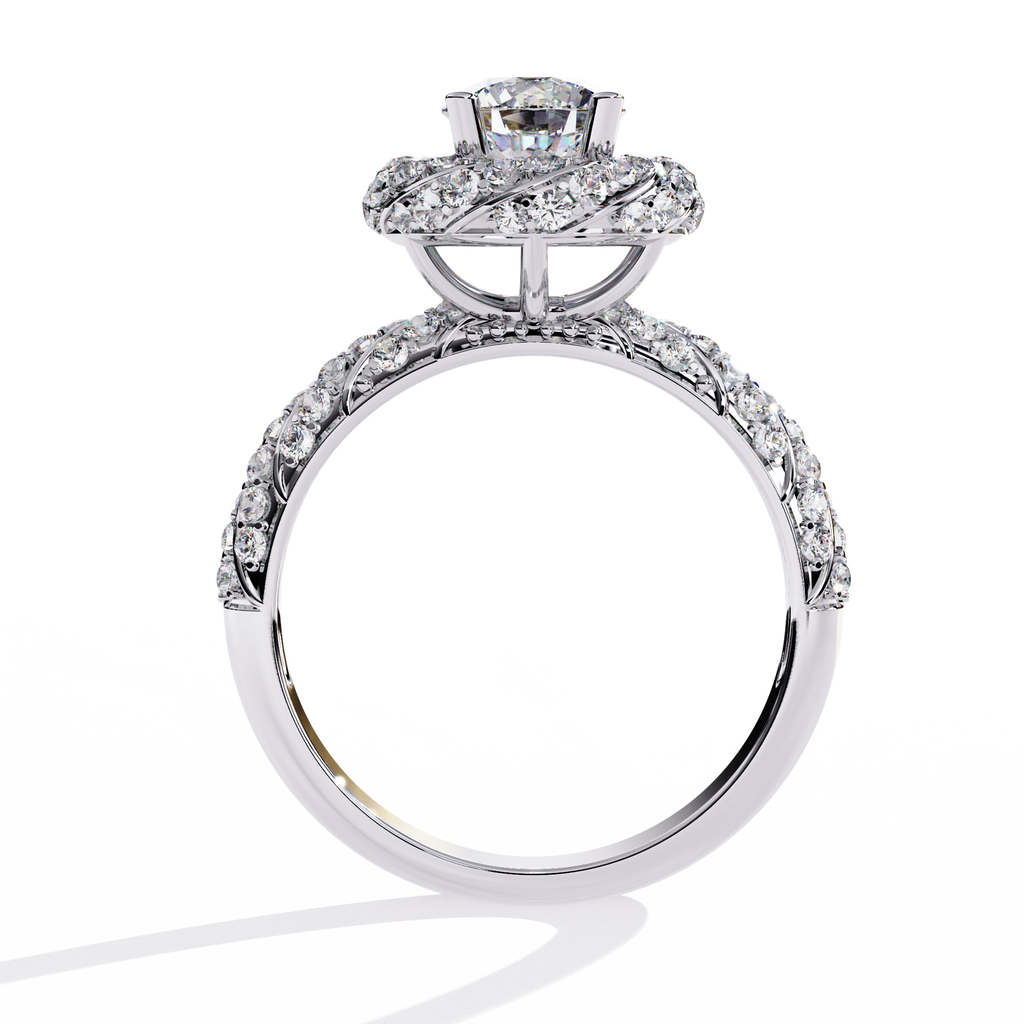 Women’s Halo Engagement Ring – Sterling Silver 925 with CZ Stones (US 7)