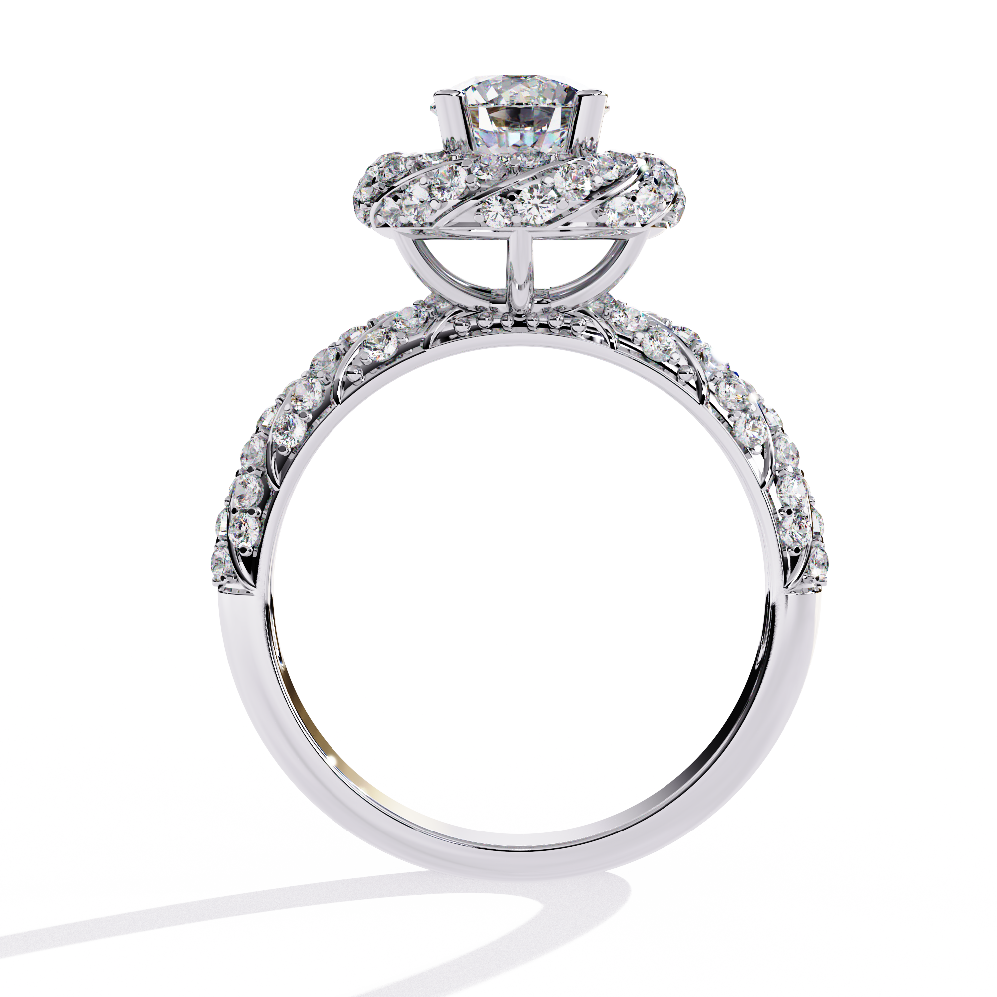 Women’s Halo Engagement Ring – Sterling Silver 925 with CZ Stones (US 7)