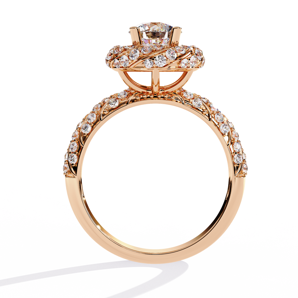 Women’s Halo Engagement Ring – Sterling Silver 925 with CZ Stones (US 7)
