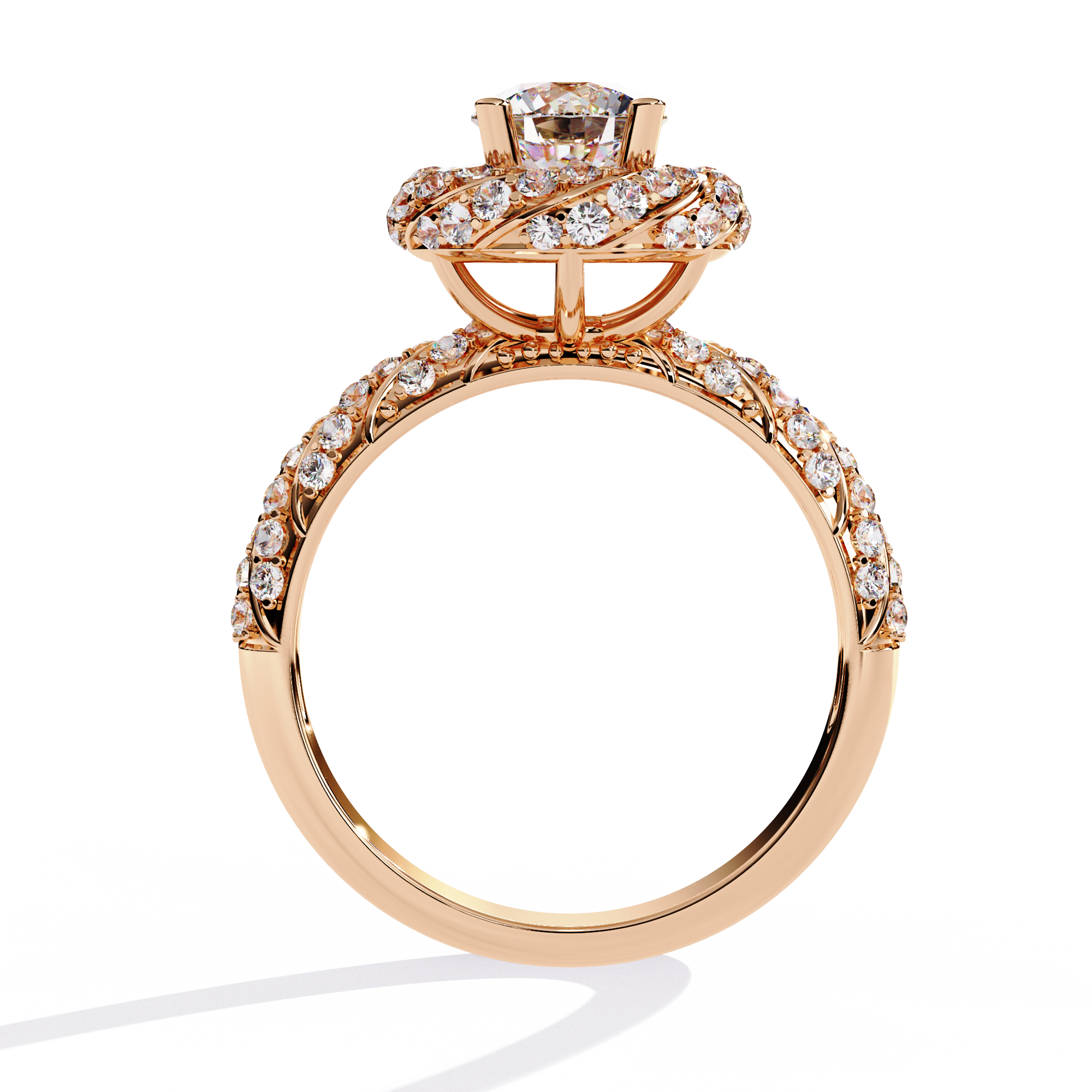 Women’s Halo Engagement Ring – Sterling Silver 925 with CZ Stones (US 7)