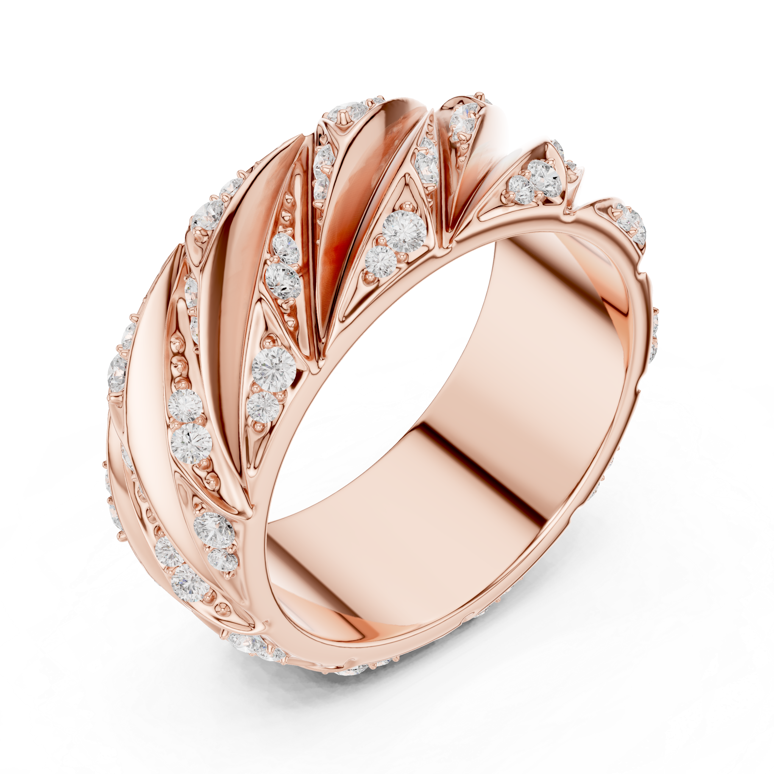 Men’s Sterling Silver CZ Twist Band Ring – US 7
