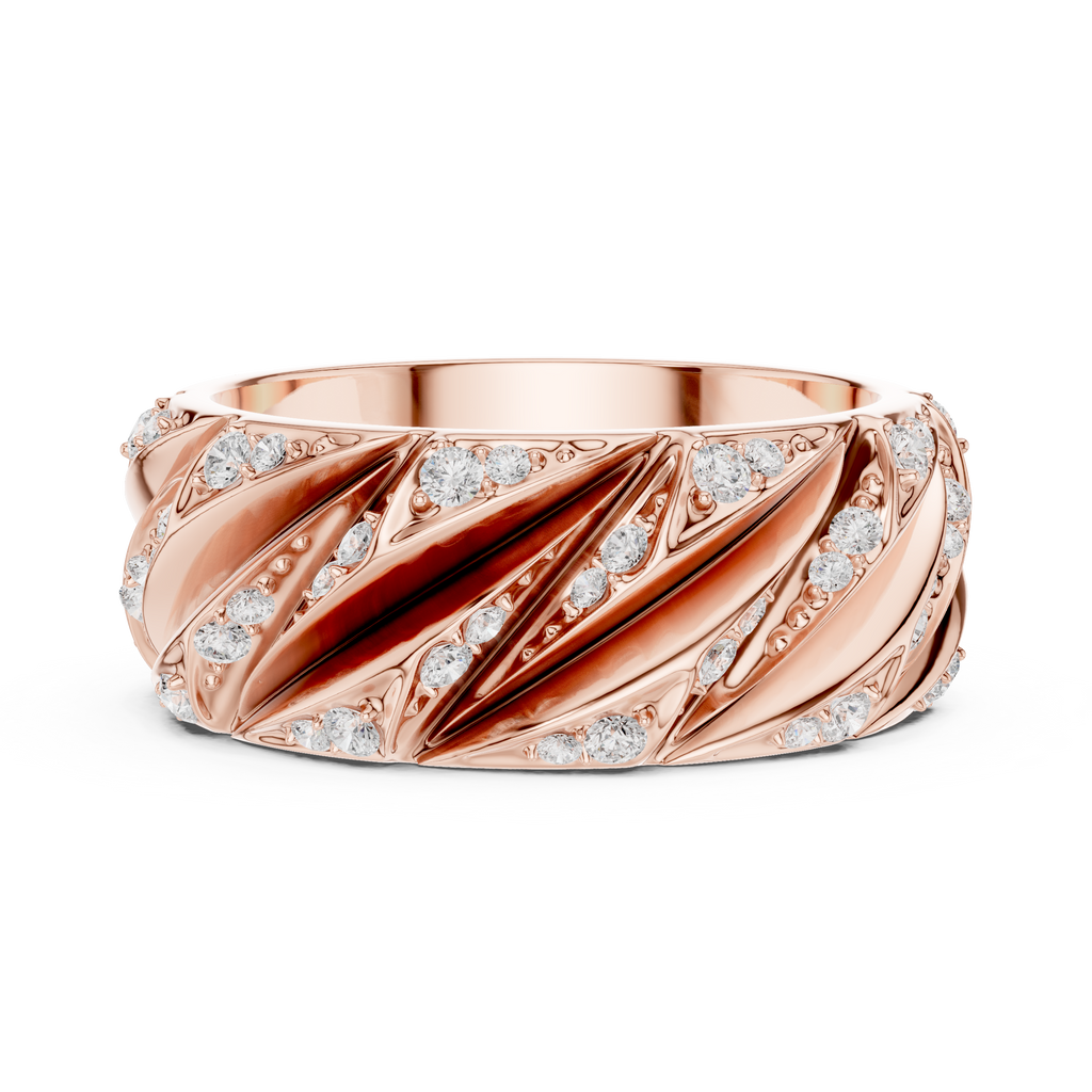 Men’s Sterling Silver CZ Twist Band Ring – US 7