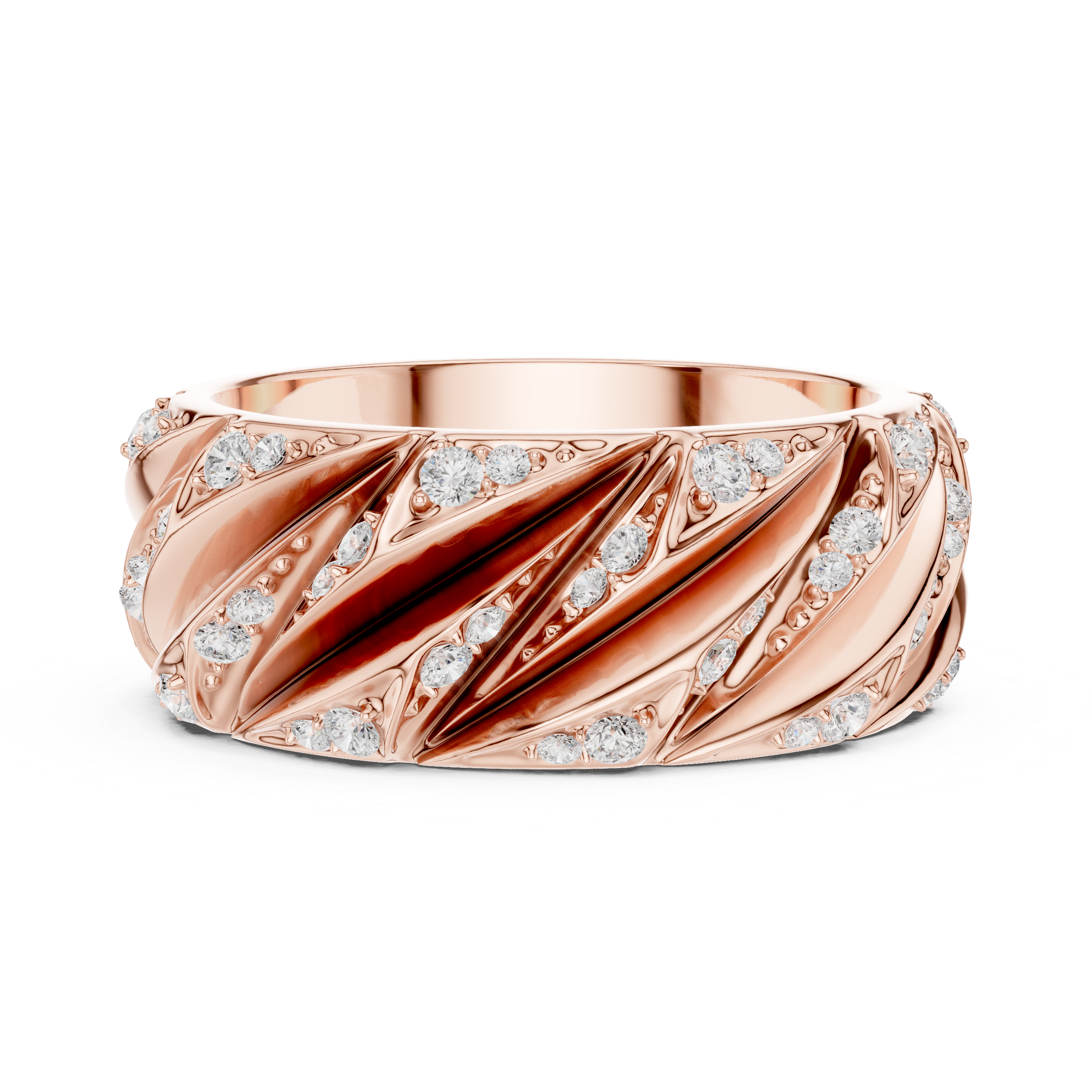 Men’s Sterling Silver CZ Twist Band Ring – US 7