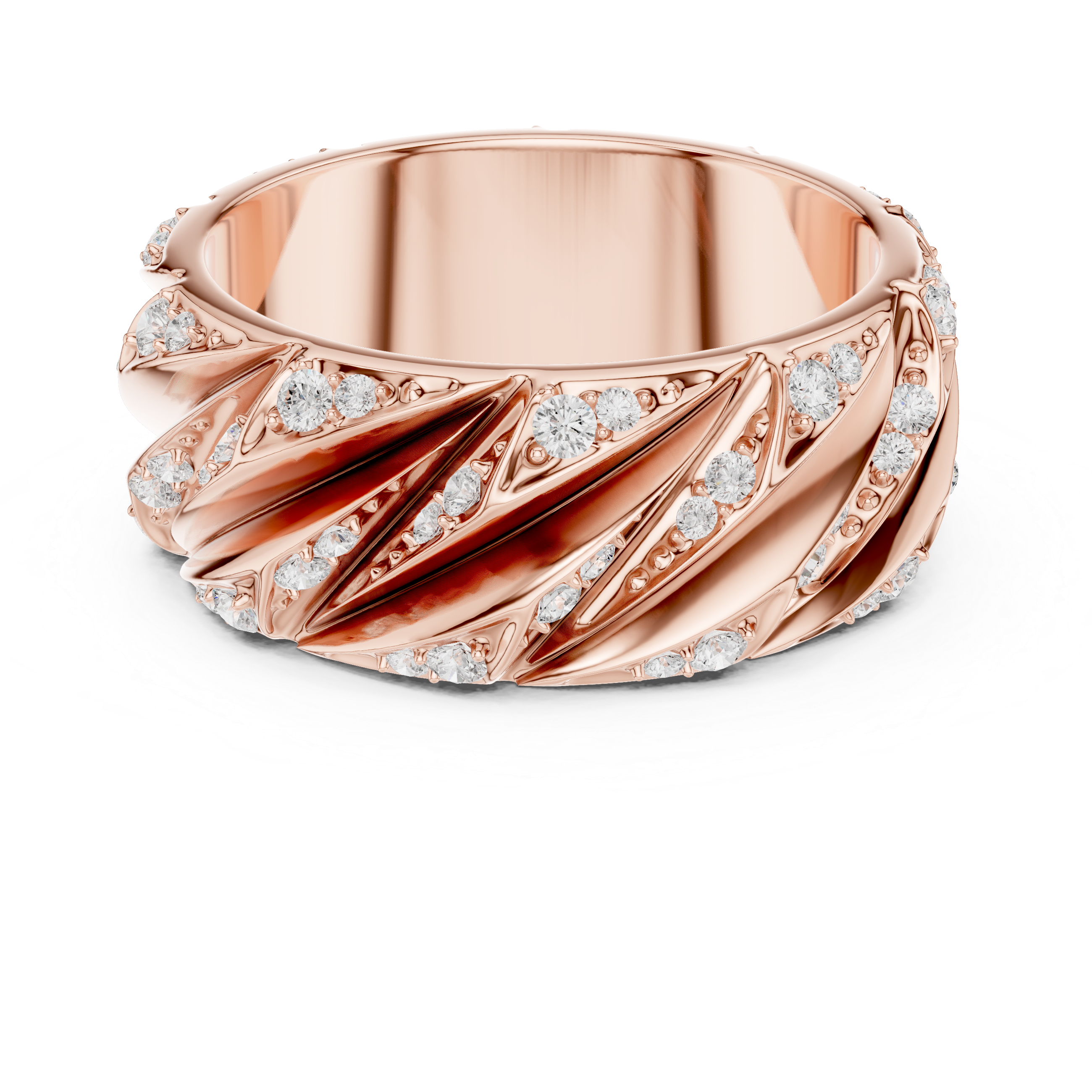 Men’s Sterling Silver CZ Twist Band Ring – US 7