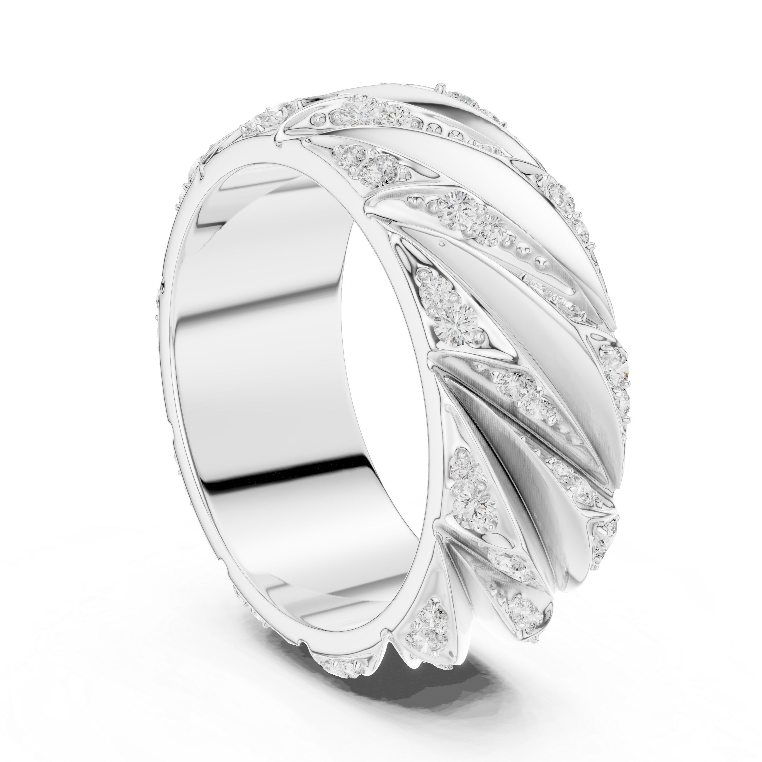 Men’s Sterling Silver CZ Twist Band Ring – US 7