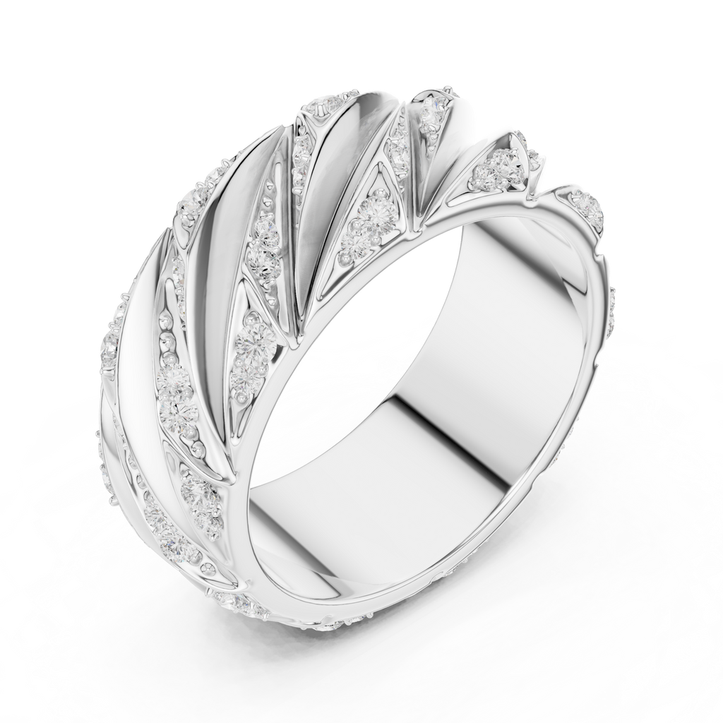 Men’s Sterling Silver CZ Twist Band Ring – US 7