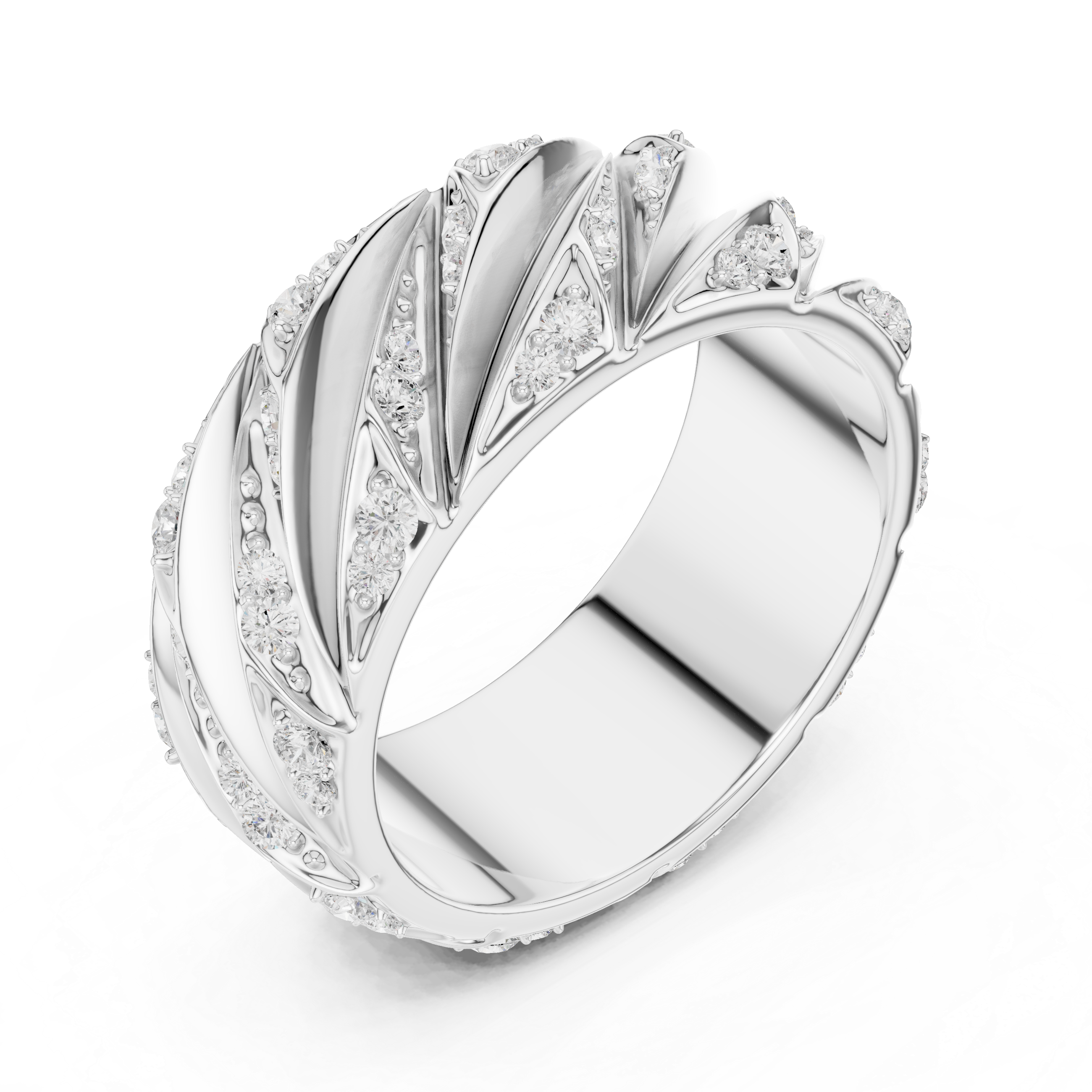 Men’s Sterling Silver CZ Twist Band Ring – US 7