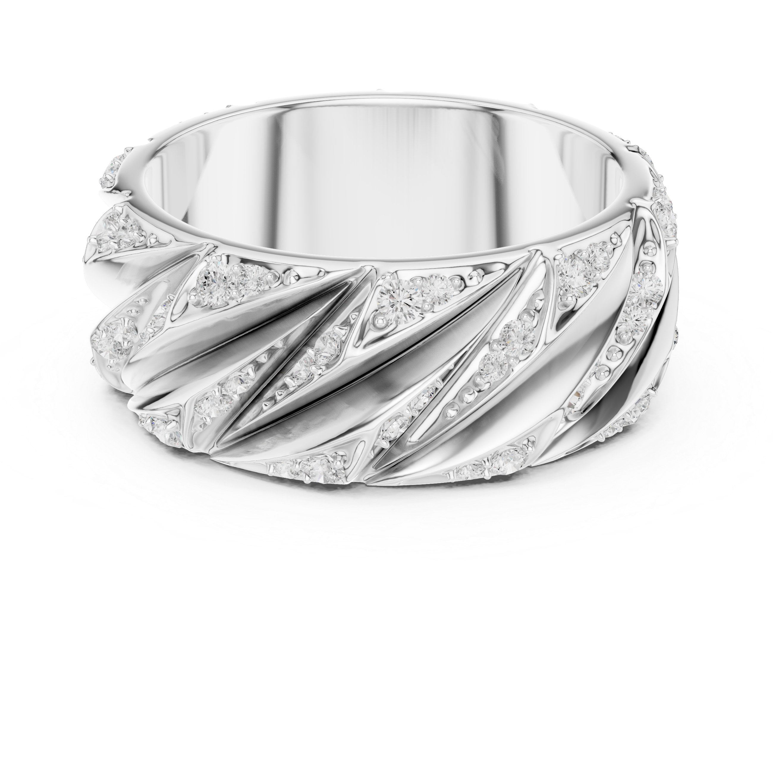 Men’s Sterling Silver CZ Twist Band Ring – US 7
