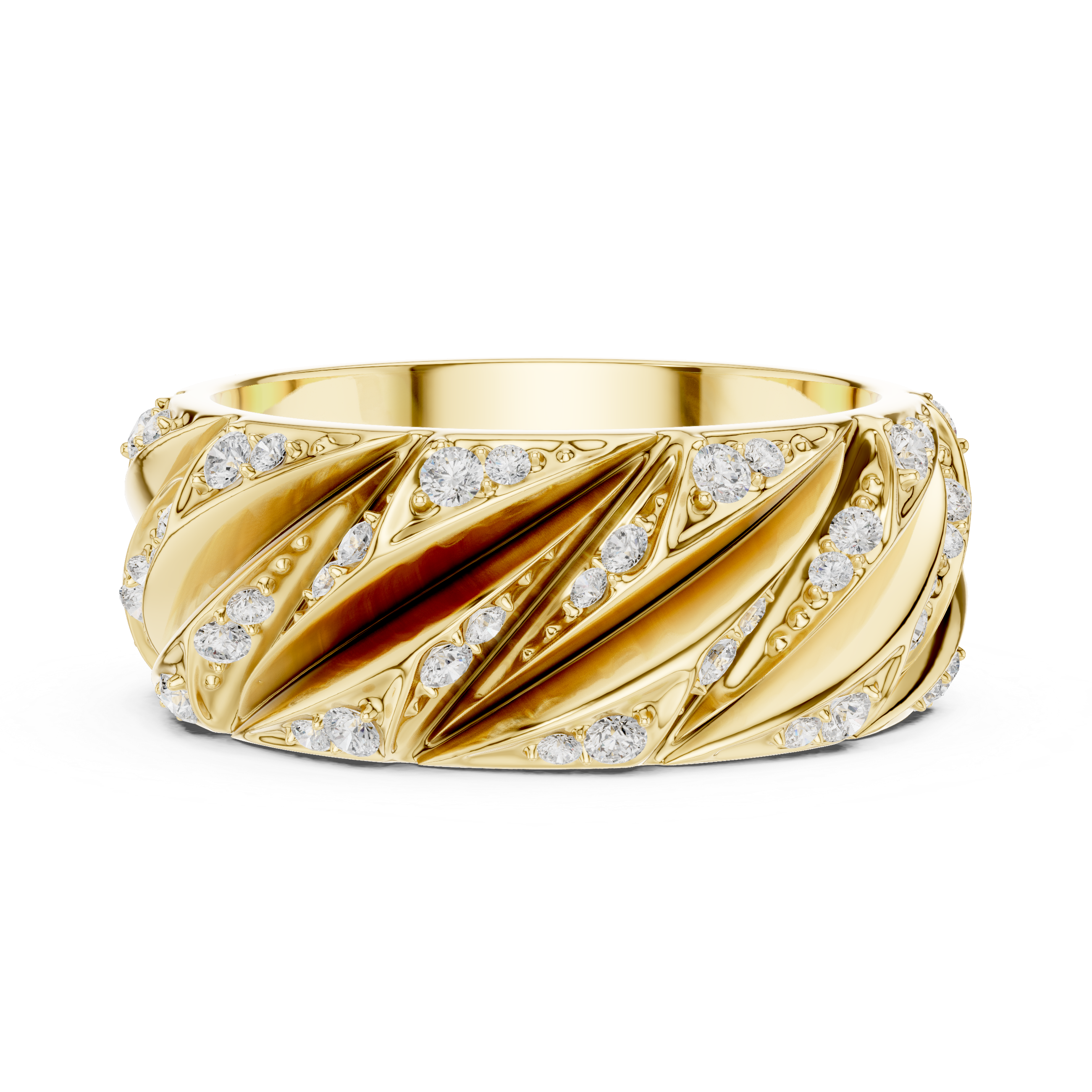 Men’s Sterling Silver CZ Twist Band Ring – US 7