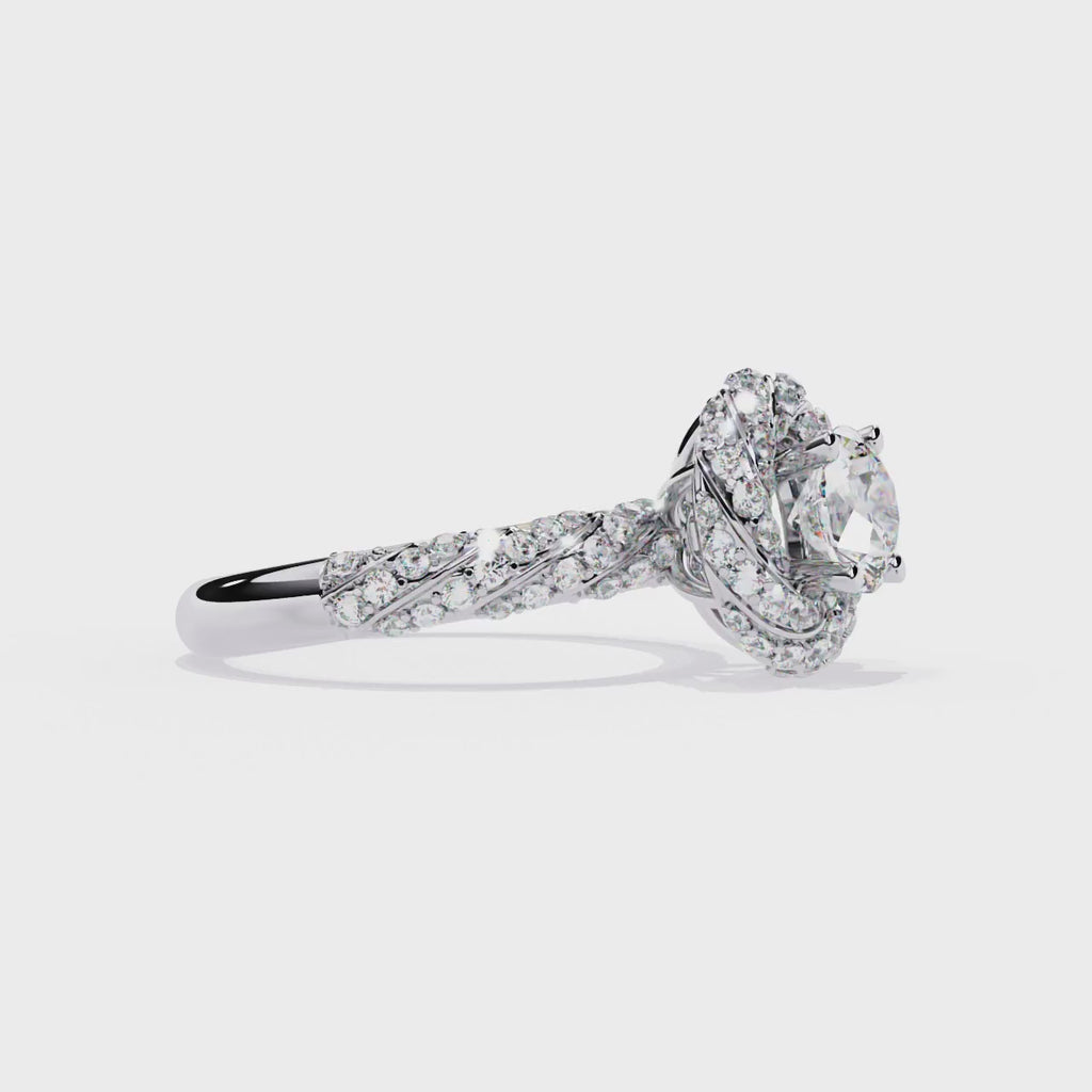 Women’s Halo Engagement Ring – Sterling Silver 925 with CZ Stones (US 7)