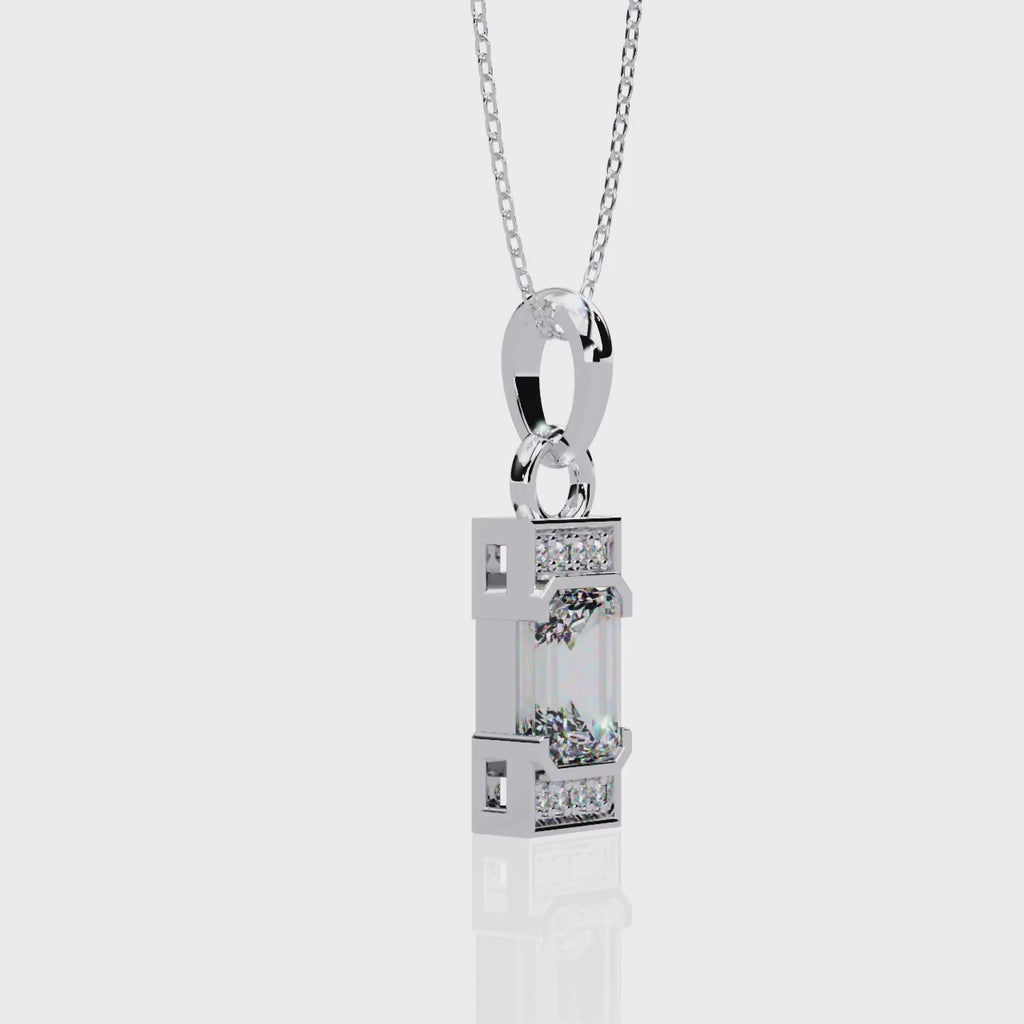 Emerald-Cut Halo Pendant