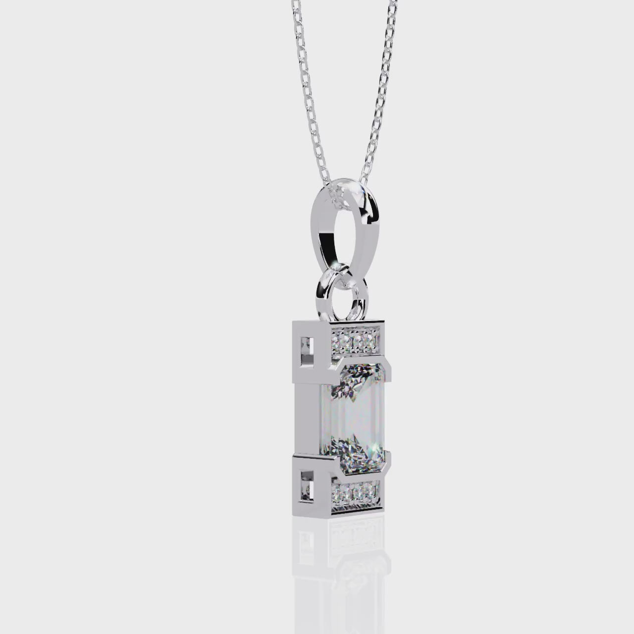 Emerald-Cut Halo Pendant
