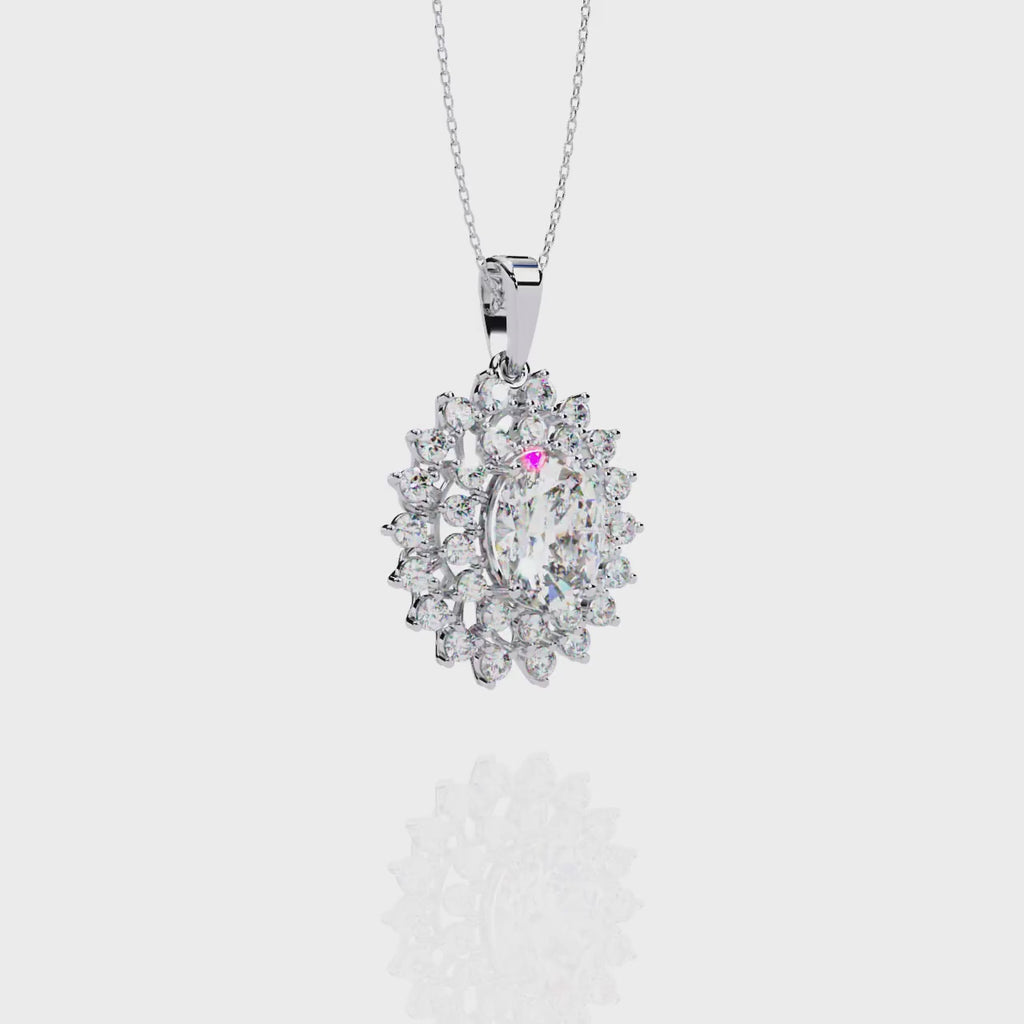 Oval Halo Diamond Pendant | 3DM & STL Jewelry CAD File