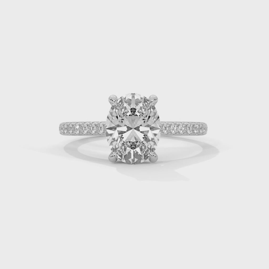 Oval Solitaire Diamond Ring (White Gold)