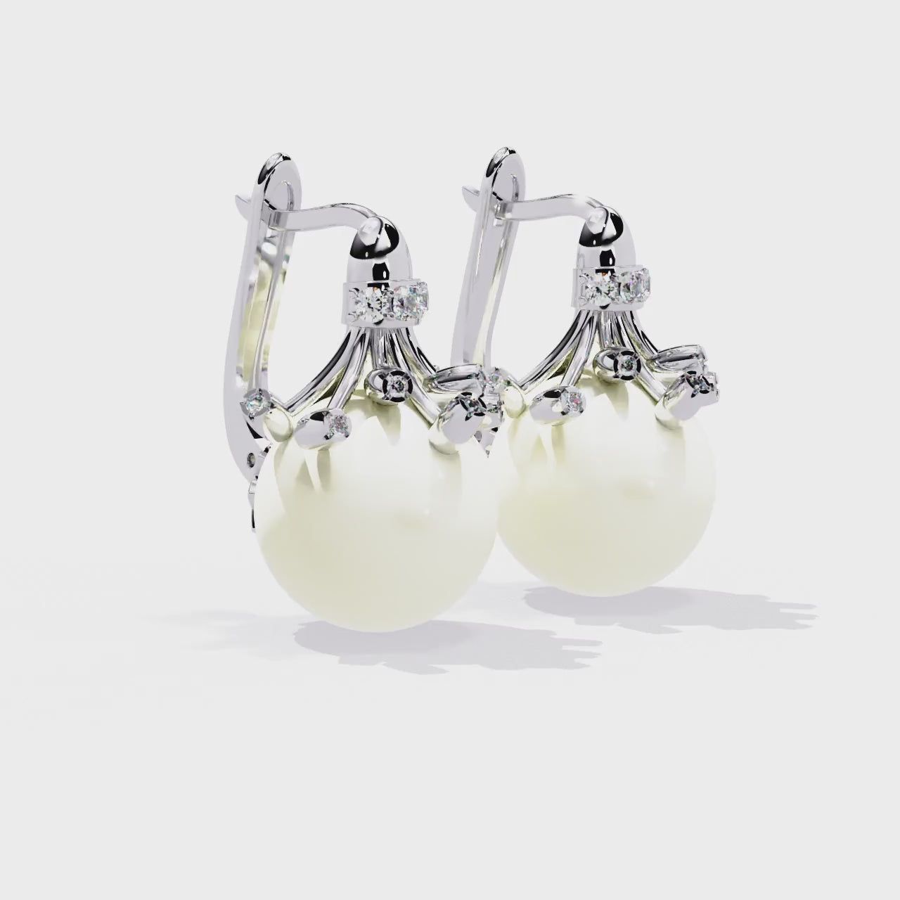 Classic Pearl Drop Earrings – Sterling Silver 925 with CZ Accents